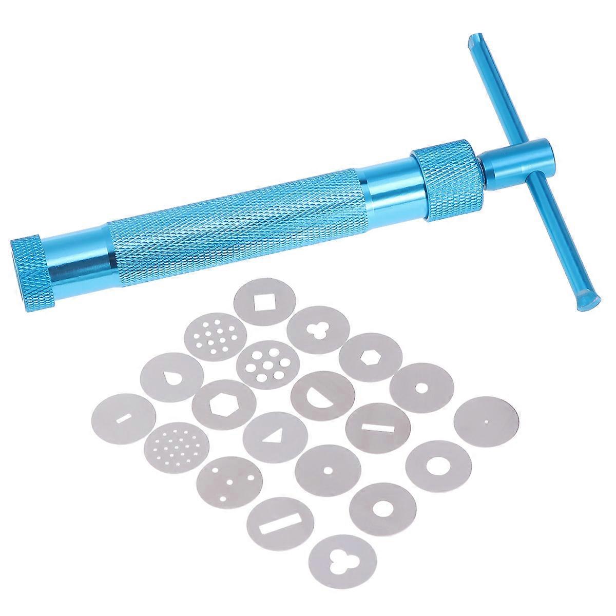 Blue Alloy Rotary Mold Tools Set Kit for Polymer Clay Squeeze Noodles Educational Toy