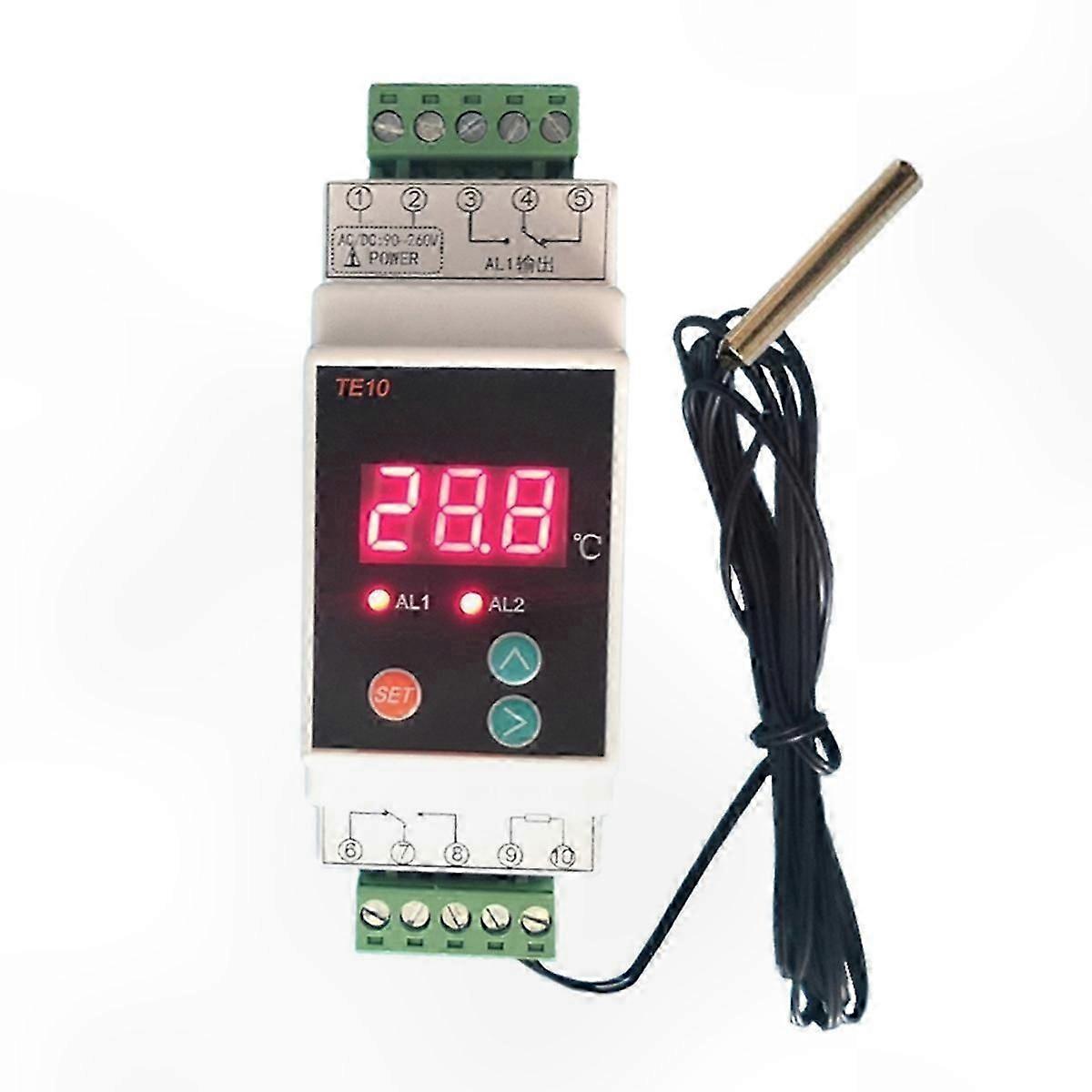 Din Rail Thermostat -40-110C, 2-Way Output, Temperature Alarm, 7A/250V Controller