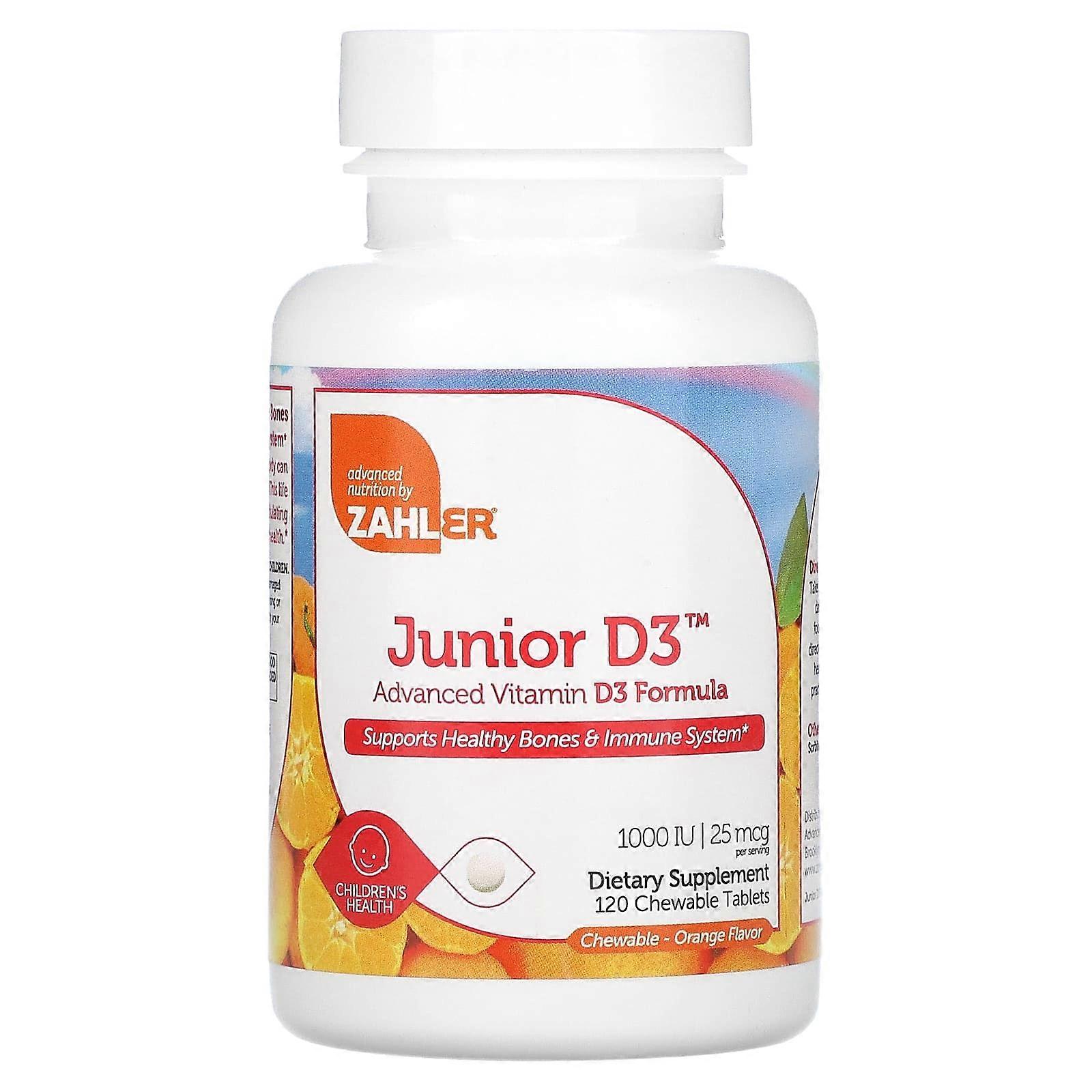 Junior D3, Advanced Vitamin D3 Formula, Orange, 25 mcg (1,000 IU), 120 Chewable Tablets