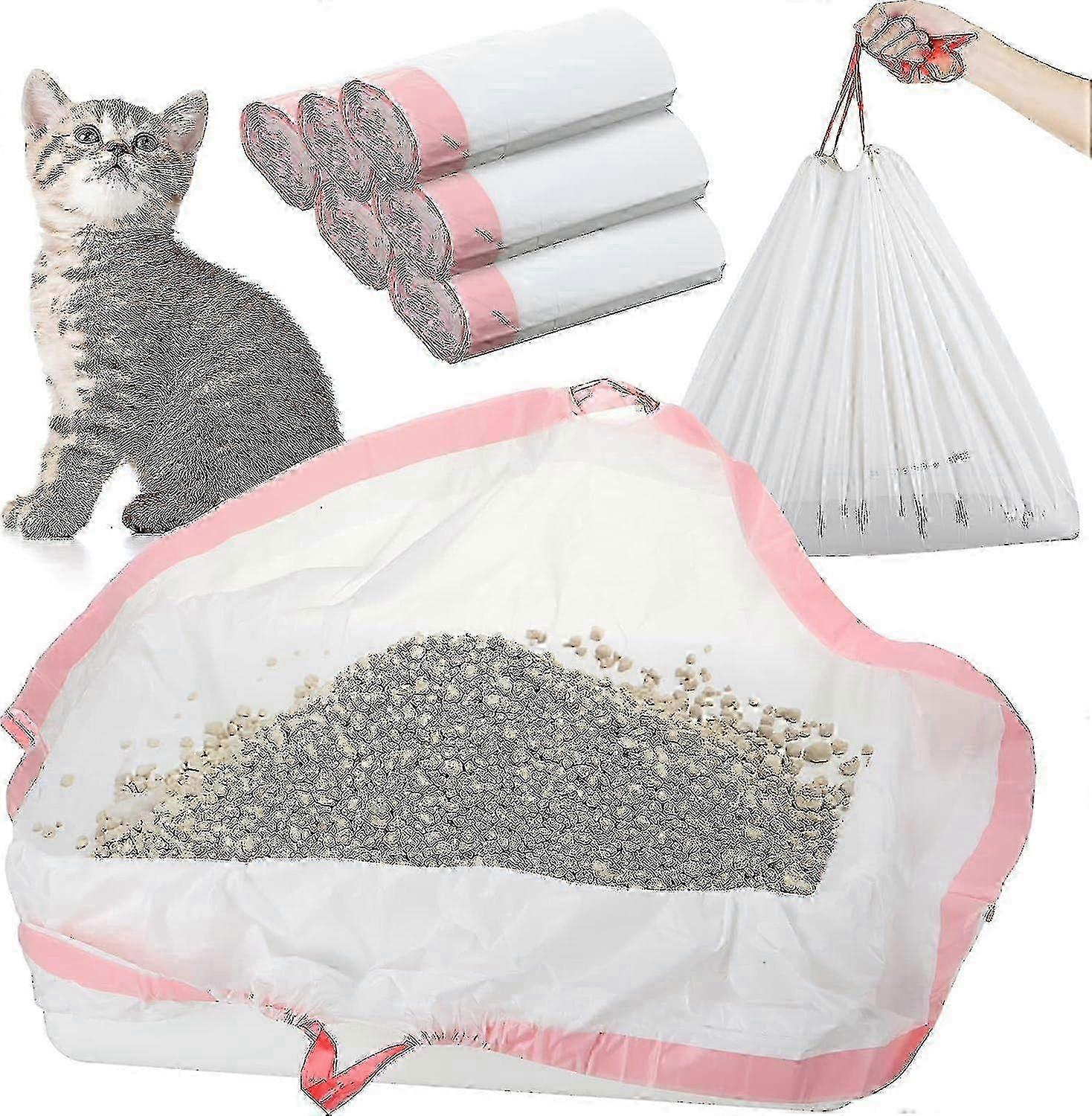 Litter Box Jumbo Cat Pan Liners Drawstring Cat Supplies Extra Large Disposable Cat Litter Bags Cat Box Liners For Trash Waste Easy Cleaning Litterbox