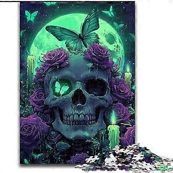 Jigsaw Puzzles for Adults Skull And Butterfly Teenager Jigsaw,Challenging Game Toys Wall Decoration Unique Birthday And Xmas Gifts - PT 3793