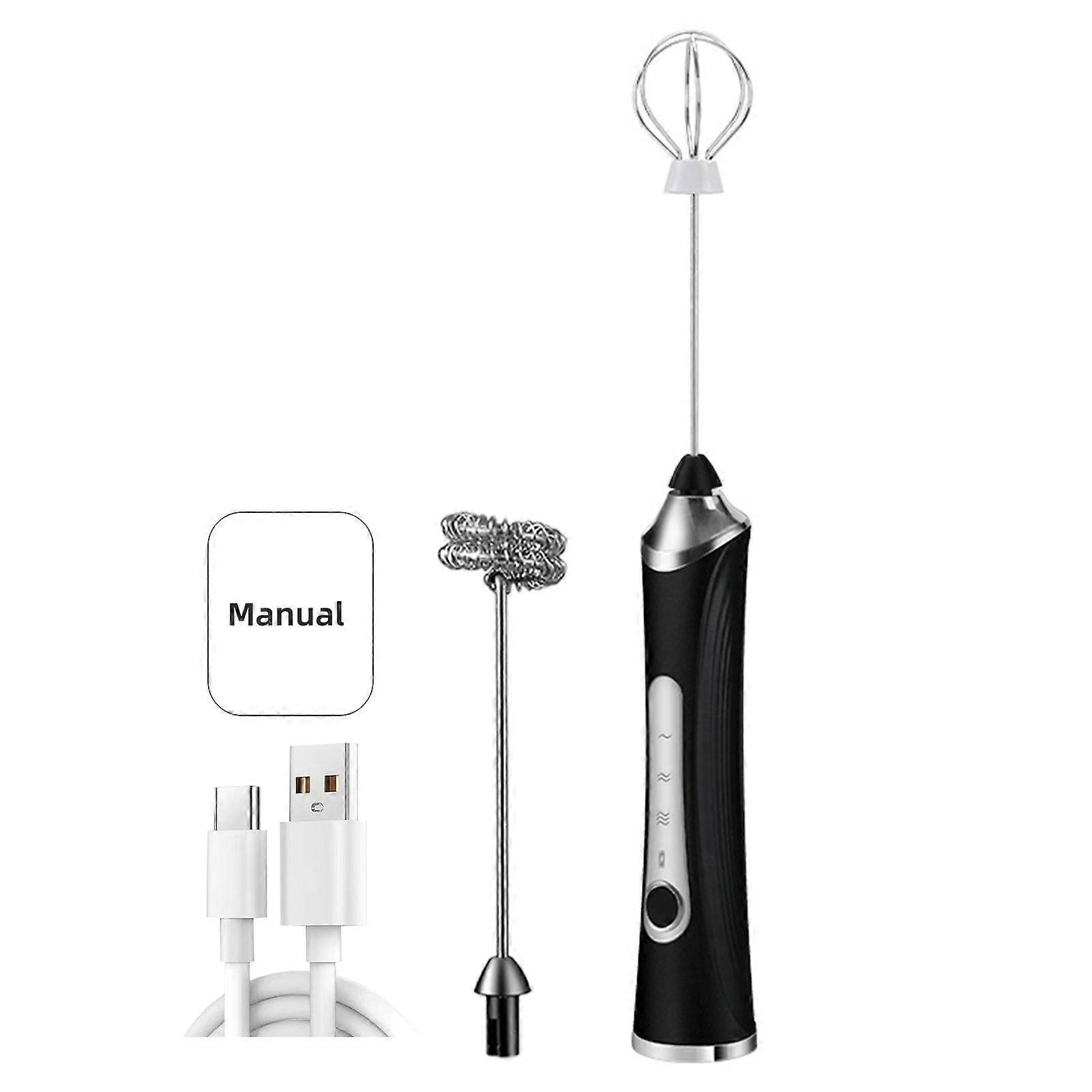 Electric Milk Frother Rechargeable Egg Beater 3 Speeds Wireless Egg Whisk Handheld Foam Maker for Latte Cappuccino