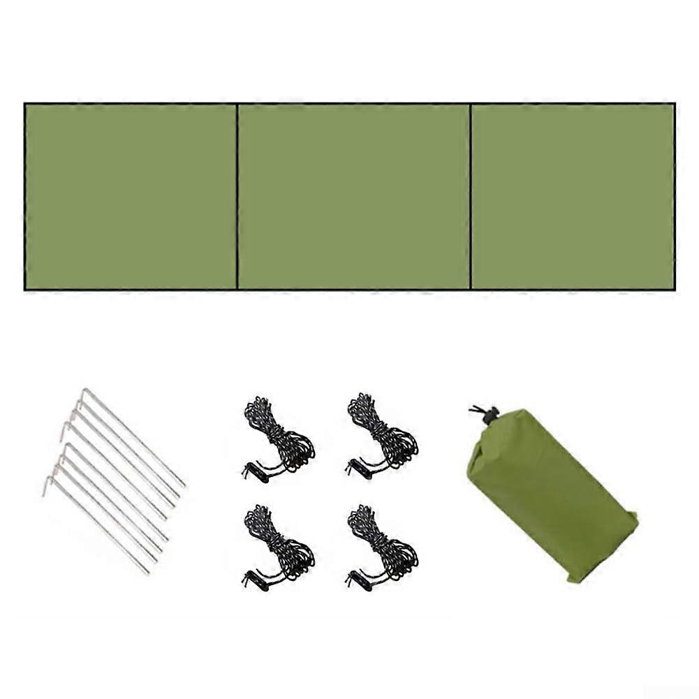 Compact Wind Blocker Type C Green With Support Rods For Camping Kitchen Setup