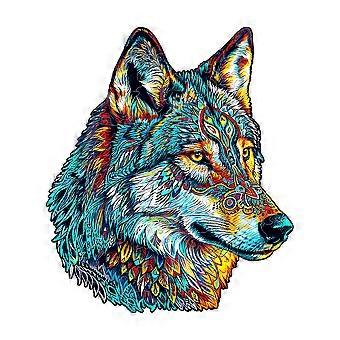 Quebra-cabeça de madeira Wolf Totem Caixa de presente Presente requintado Forma irregular de animal quebra-cabeça personalizado único presente interação familiar