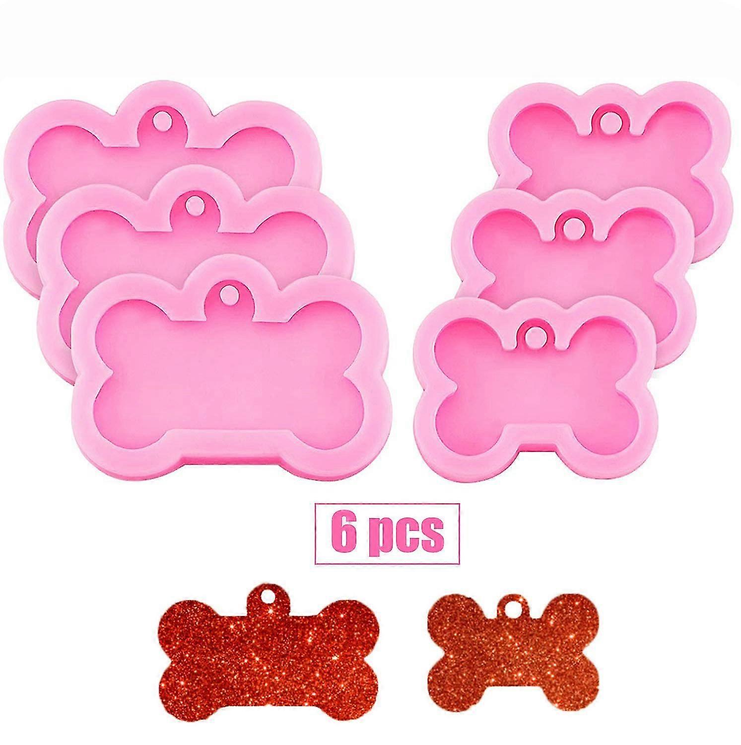 6ピース犬の骨の形をしたシリコーンの型シリコーンの犬の骨のキーホルダーペンダントの台所かホムのための粘土の型