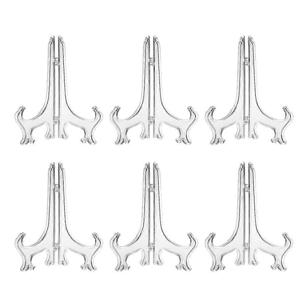 6 Pcs Decorative Plate Holder 10 inch Transparent Display Stand Easel Picture Frame Pedestal Ornament