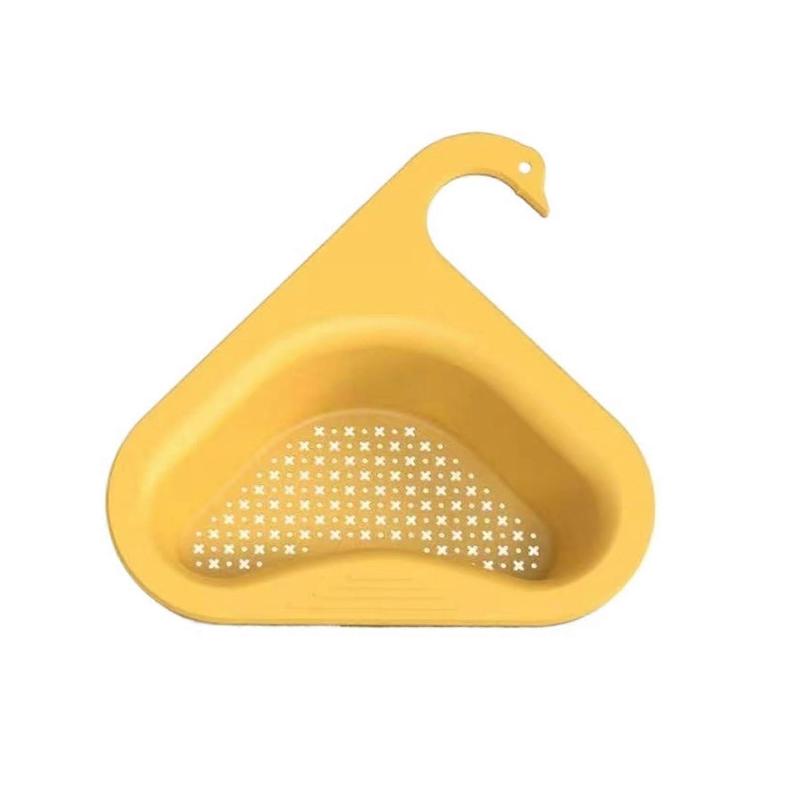 Sink Swan Drain Basket Punch  Kitchen Vegetable Washing Triangular Plastic Water Filter Rack Yellow Multi Functional