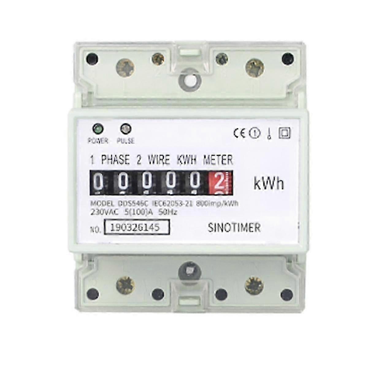 Analog Single Phase 220V 100A Energy Meter 2-Wire AC Kwh Consumption Counter