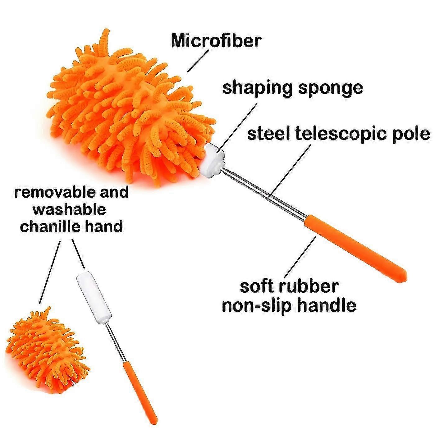 Extendable microfiber duster for home - soft cleaning brush for car & dorm