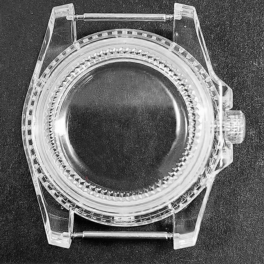 40mm SUB Transparent Acrylic Watch Case for 8215 Movements Green Luminous