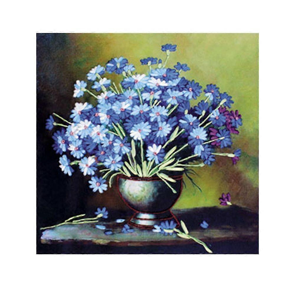 ribbon embroidery kit for beginner blue daisy pattern diy wall decor