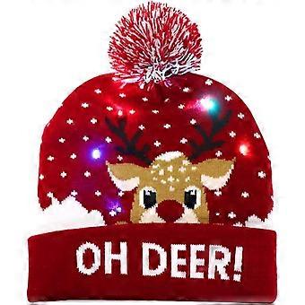 Chapéu de Natal LED, Chapéu de Natal Iluminado Unissex Gorro de Tricô Chapéu de Férias com