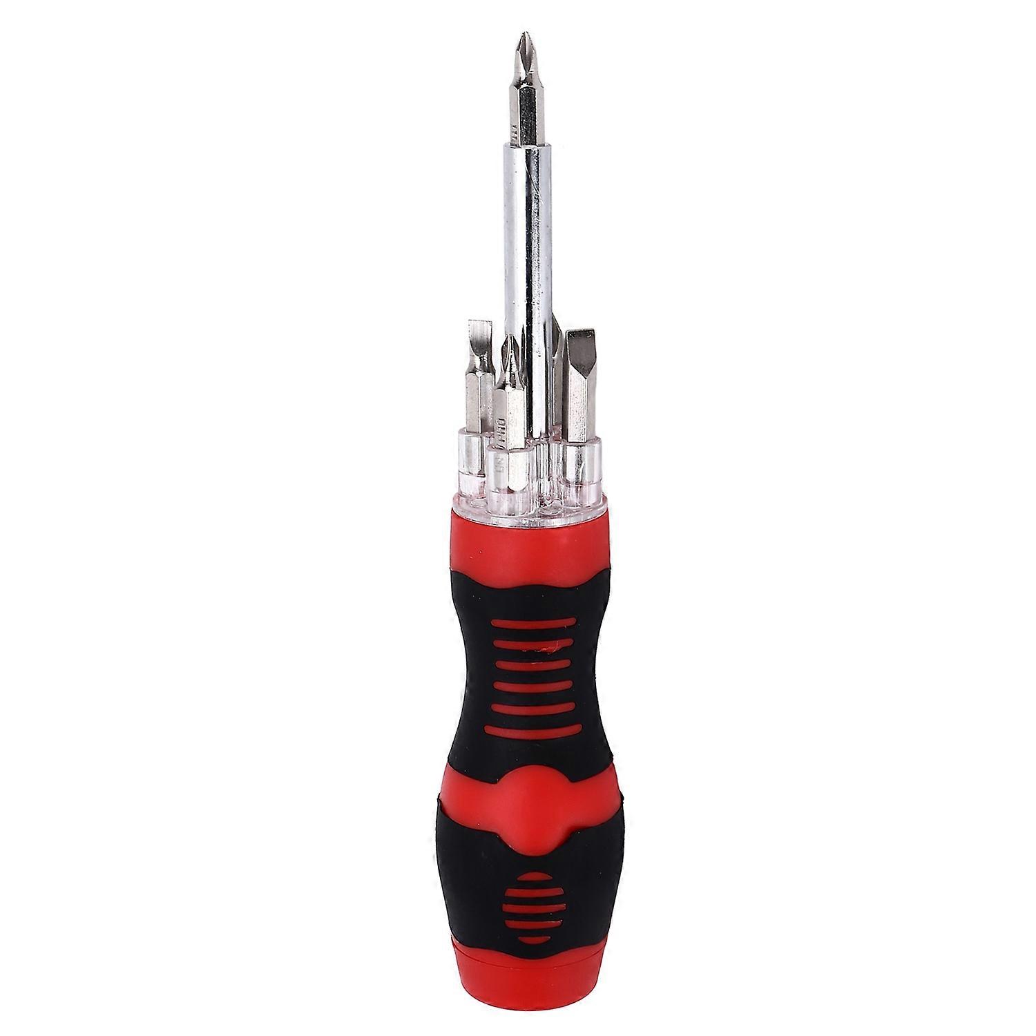 5‑in‑1 LED Light Up Screwdriver Set Cross Flat Bit Multifunction Red High Strength for All Day Work