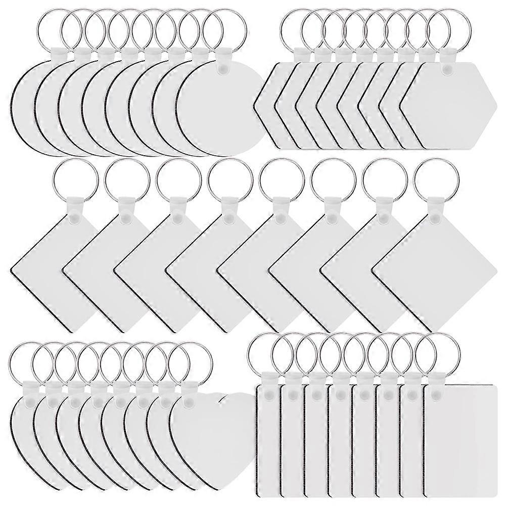 Key Ring Sublimation Blanks Set for Keychain Heat Transfer Keychain MDF Blanks with Key Rings, Double-Side Printed