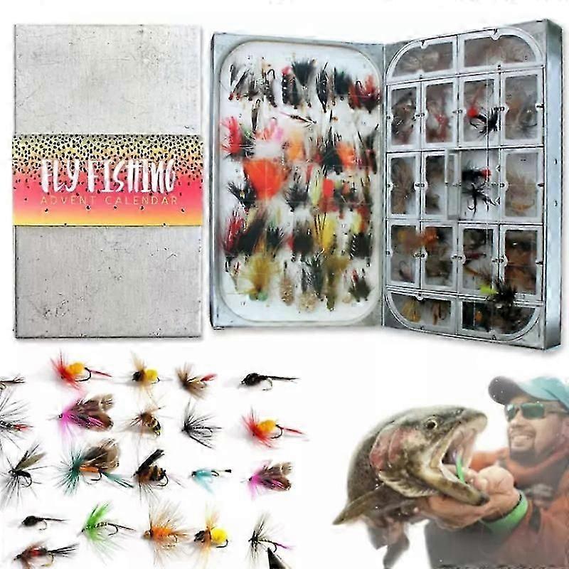 24 Days Fly Fisherman's Calendar for Advent,Christmas Fishing Advent Calendarq