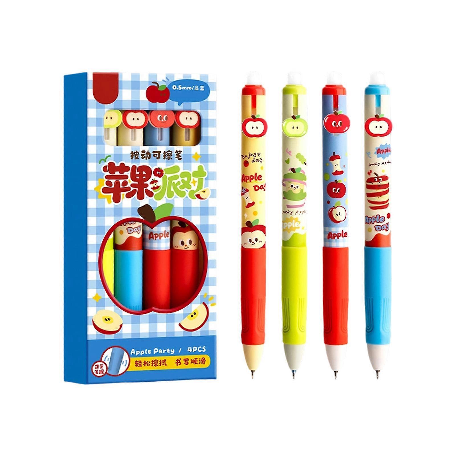 4Pcs/pack Gel Inks Pen Replecement Friction Erasable Retractable Gel Pen Multicolor Set For Students  & Professional Multicolor