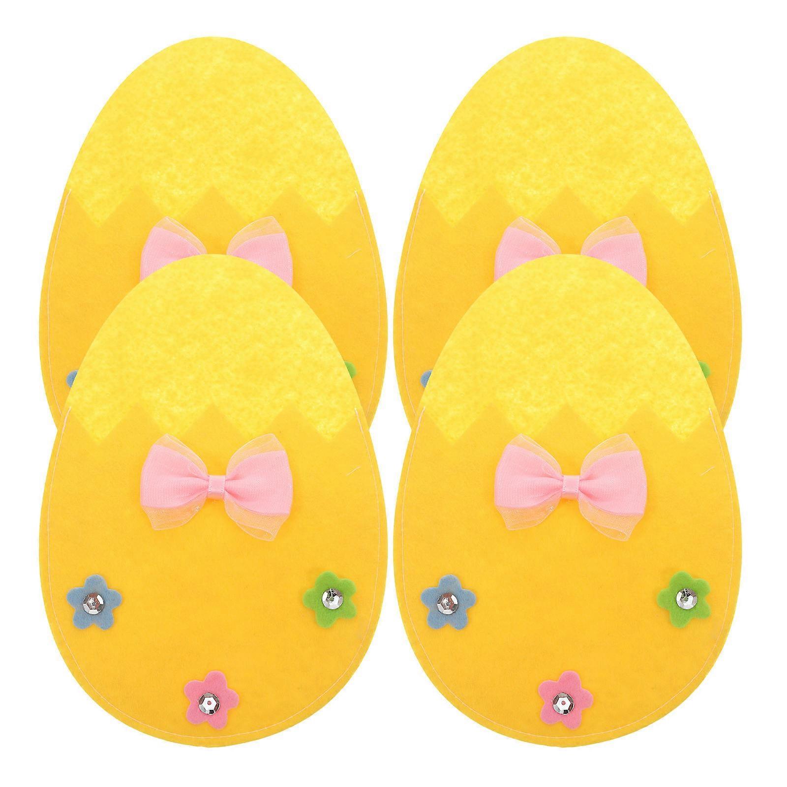 Yellow Easter Cutlery Bags for Tableware Holder 4Pcs Set