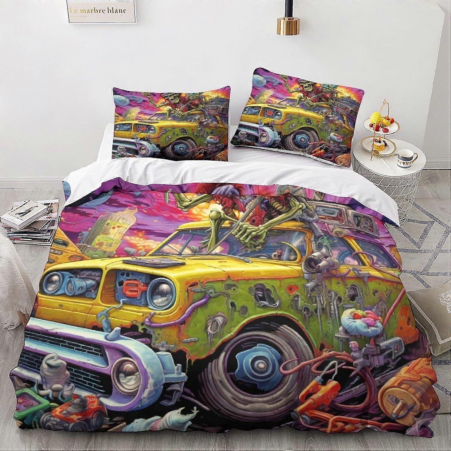 LikeEj الوحش لحاف غطاء خمر سيارة الفراش مجموعة المعزي غطاء الكرتون نمط غطاء غطاء السرير ديكور الغرفة الملك