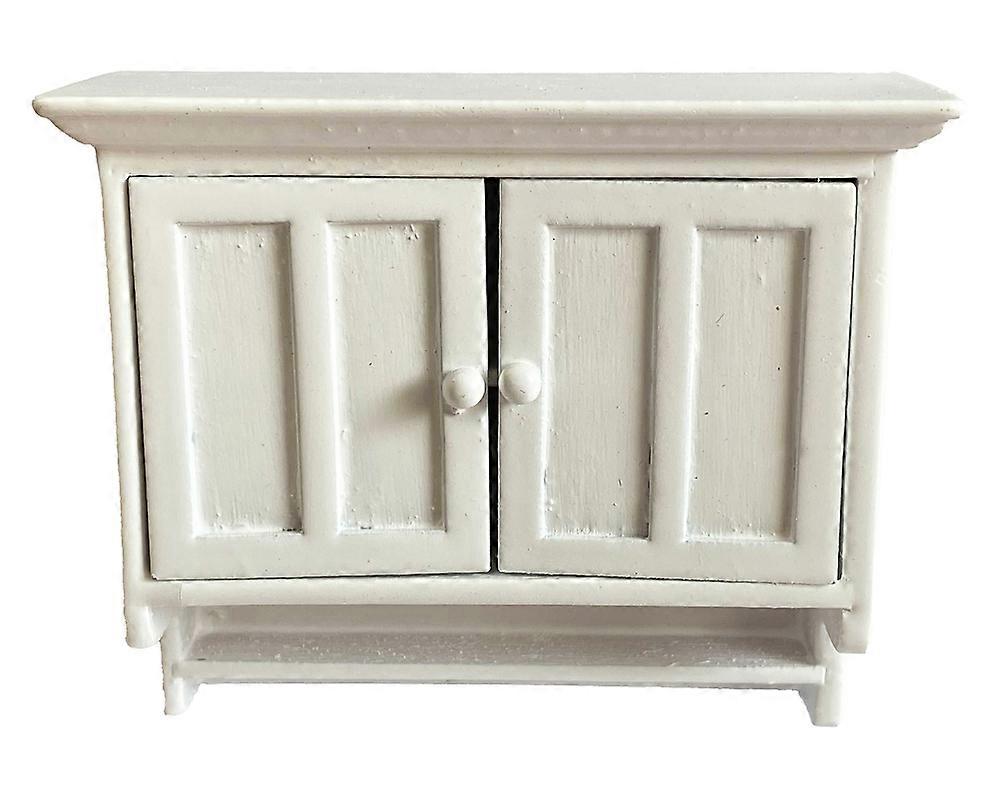 بيت الدمى الأبيض حائط خشبي مجلس الوزراء أثاث المطبخ مصغرة الحديثة 1:12