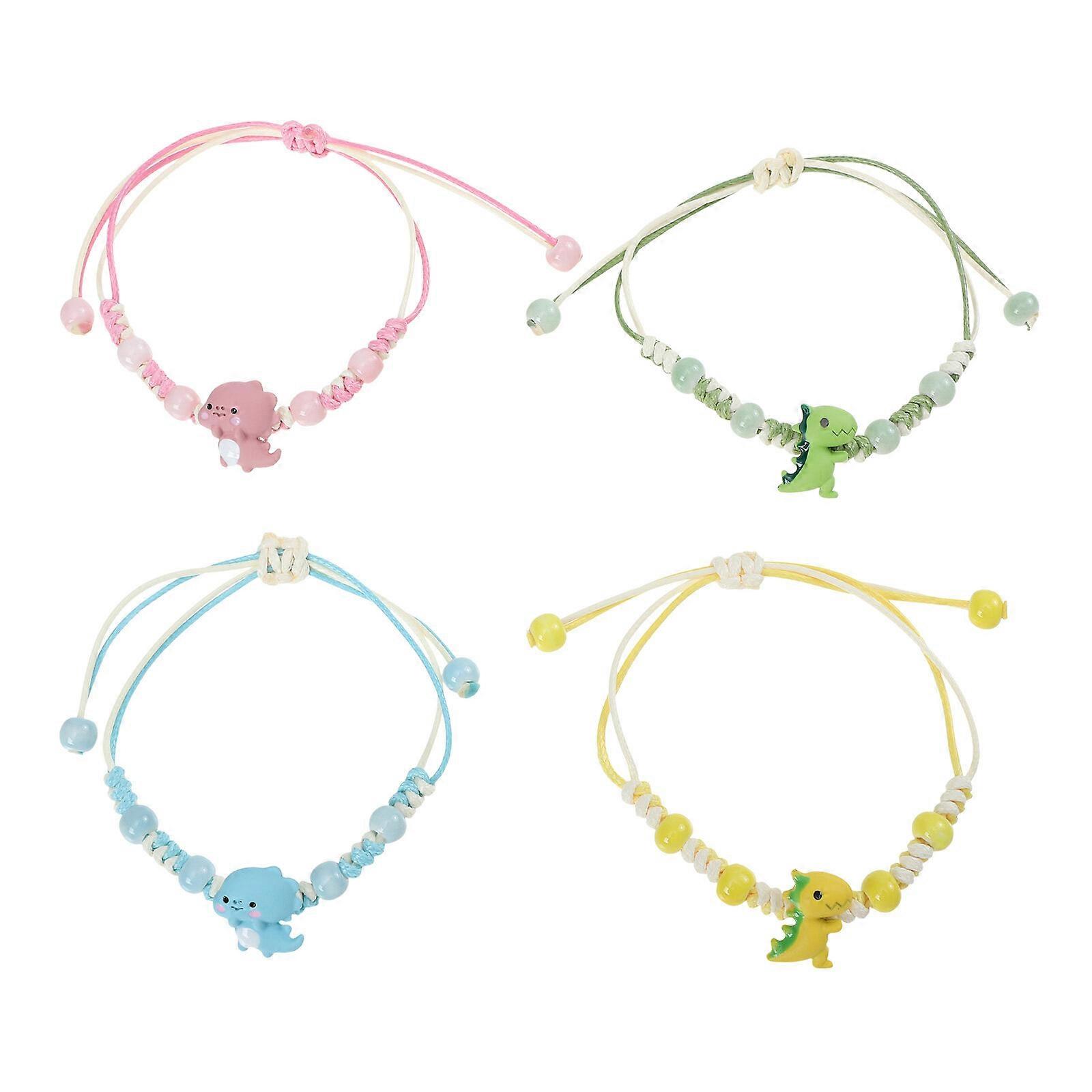 4pcs Unique Dinosaurs String Rope Bracelets Dinosaur String Rope Chain Bracelets