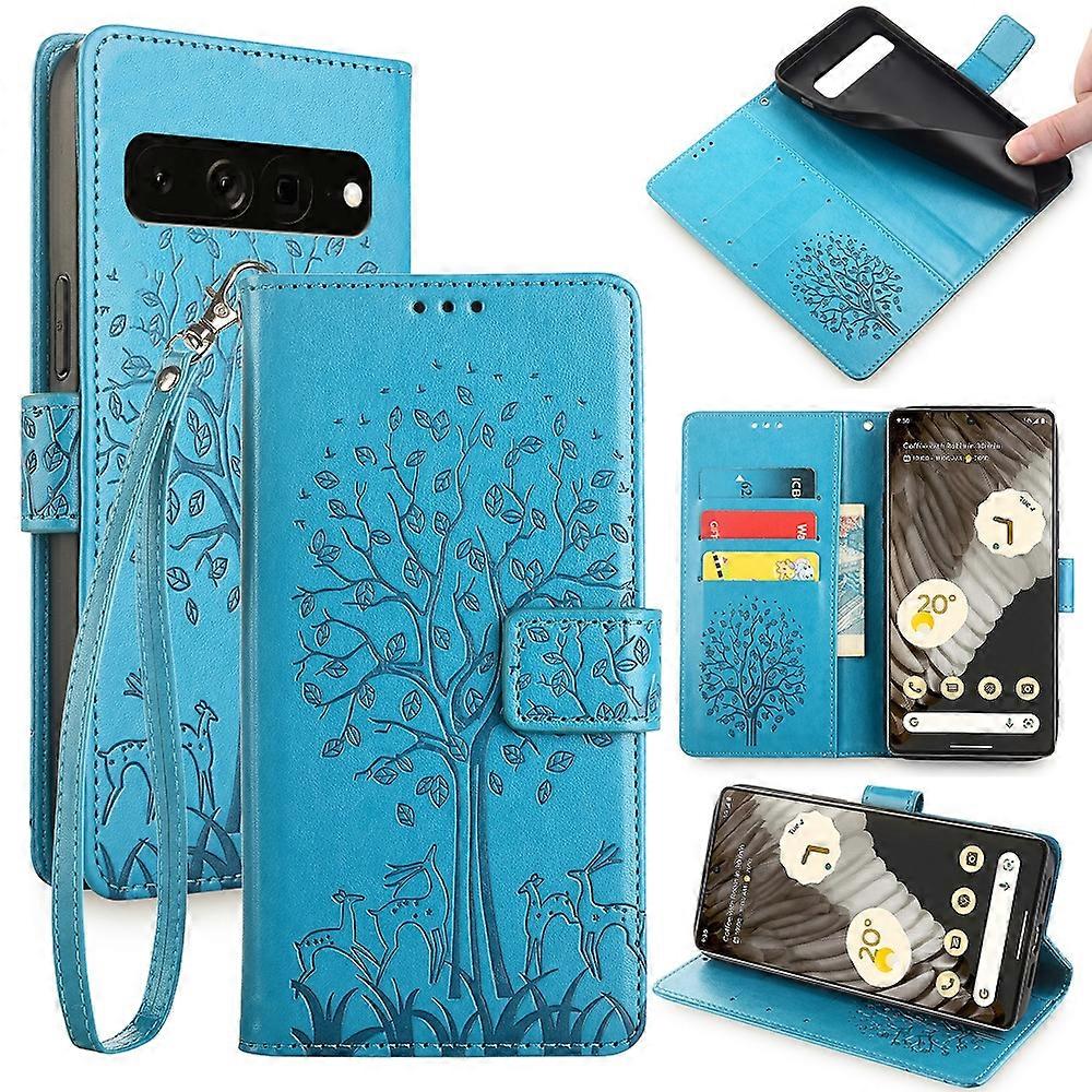 Tree & Deer Embossed Leather Phone Case