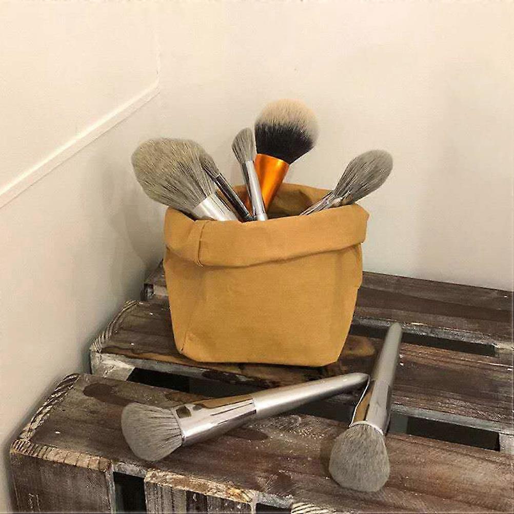 Khaki Brown Paper Storage Basket for Desktop Storage Container