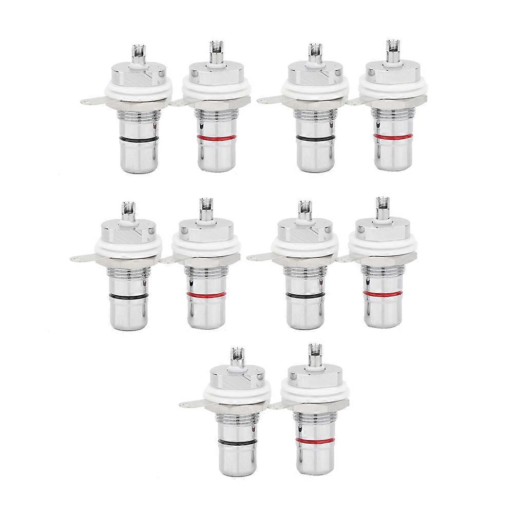 10Pcs Rhodium Plated RCA Socket RCA Female Panel Mount Plug Audio Terminal RCA Panel Mount Chassis