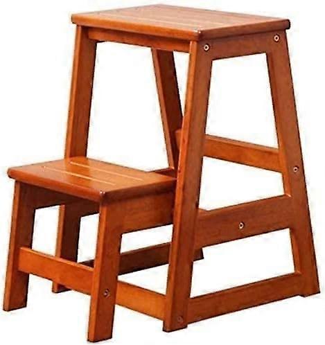 Chair Oak Wood Folding Chair For Adults With 2Step Lift, Shoe Bench, Widened Step Stool, Handle, Color A