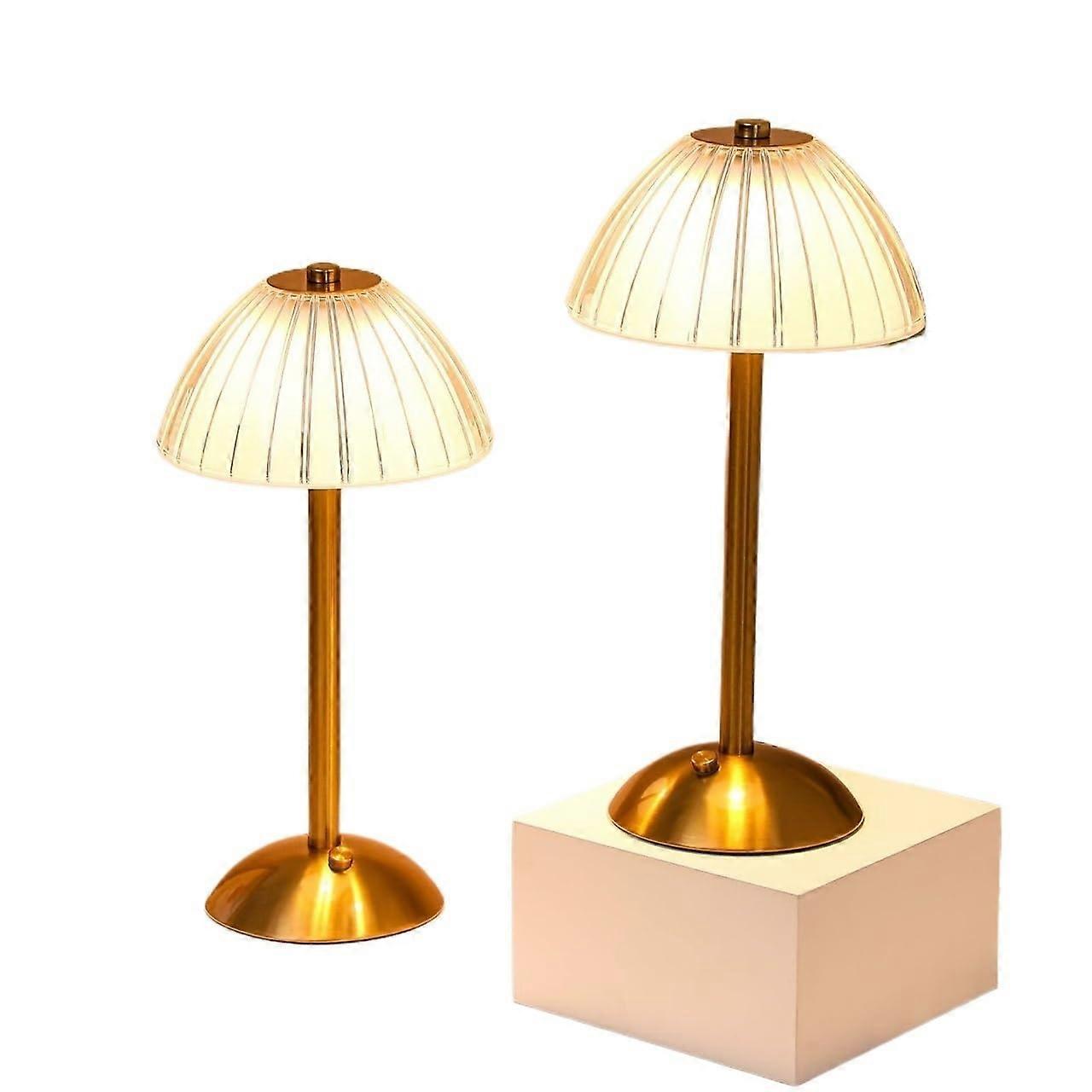 LED Table Lamp with Touch Control, Rechargeable 1800mAh Battery, 3Color Dimmable Mushroom Design
