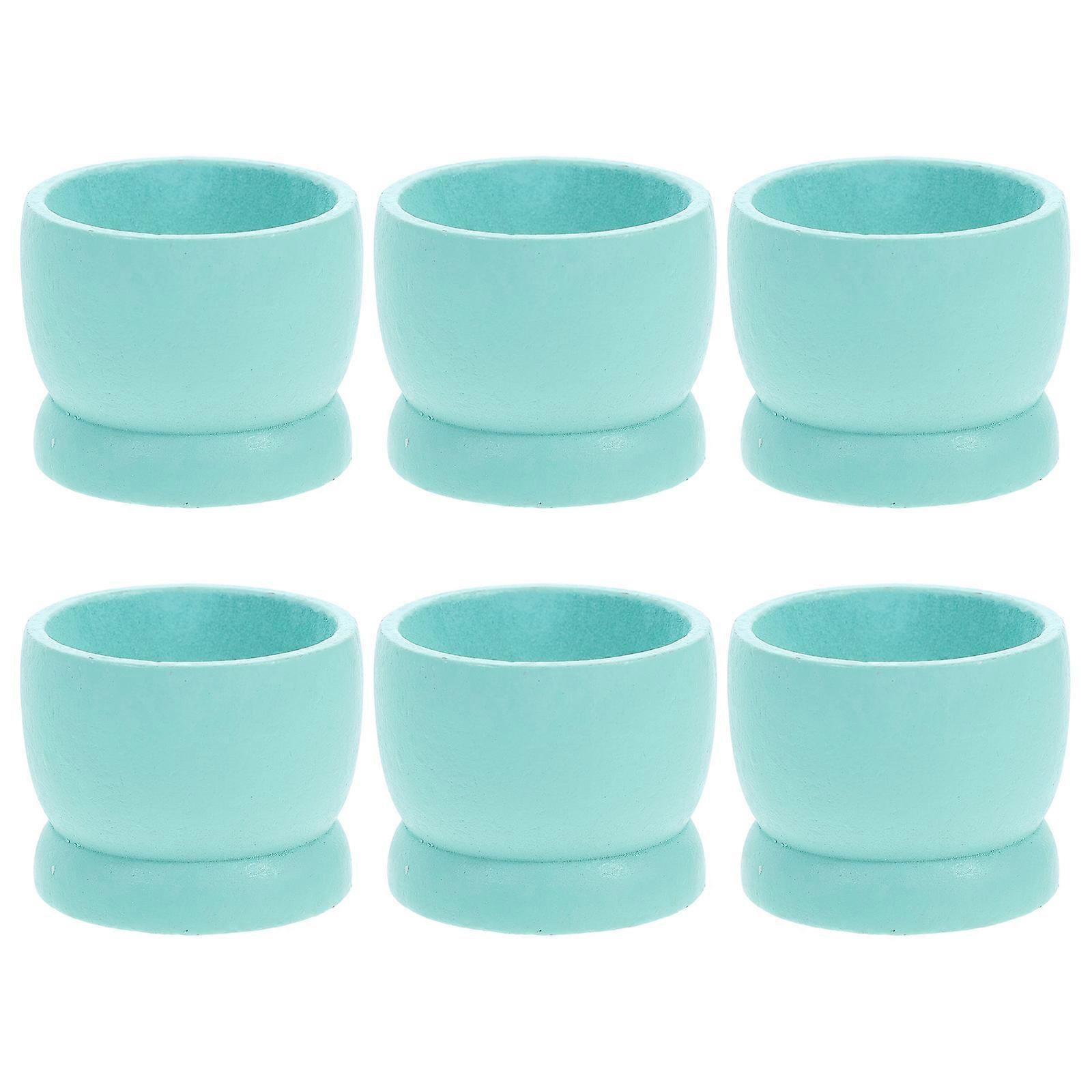 Wooden Easter Egg Cups for Storage 6Pcs Light Green Decorative Egg Holders