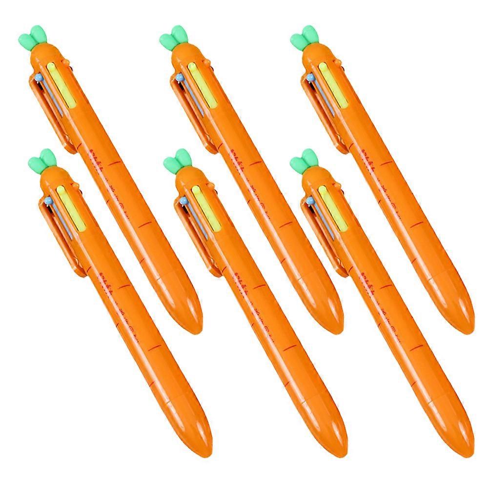 Carrot-Shaped Ballpoint Pen for Writing Use with 6Pcs Colorful Pens