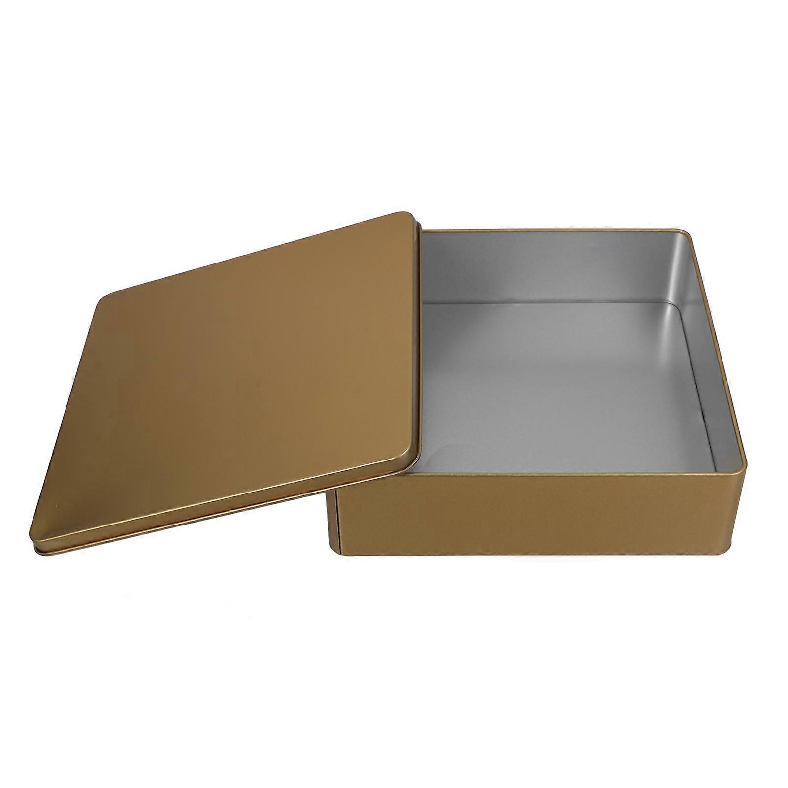 Golden Storage Candy Box for Storage Empty Square Tinplate Reusable Box