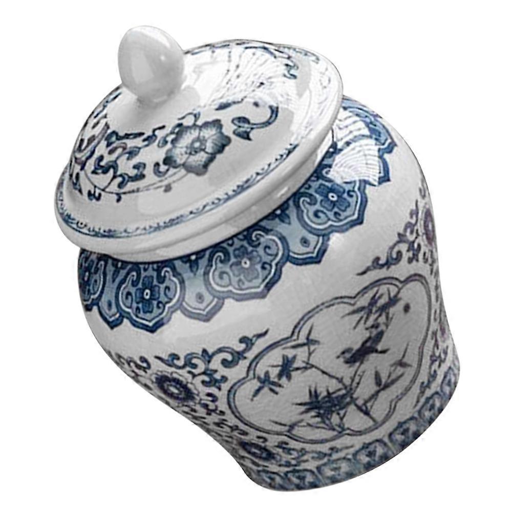 Blue and White Ceramic Ginger Jar for Storage Use Decorative