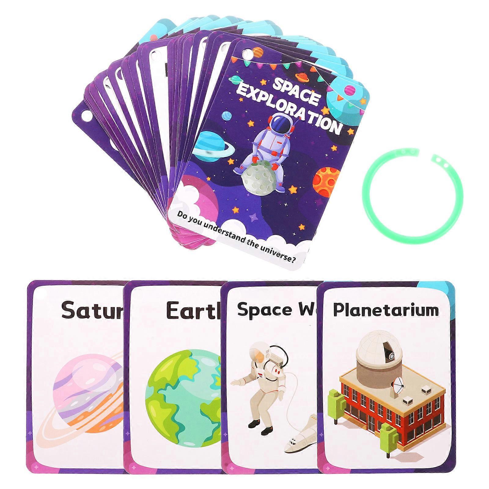 Planet Learning Cards 136 Pcs For Children Educational Use Rectangular Design Portable Plaything