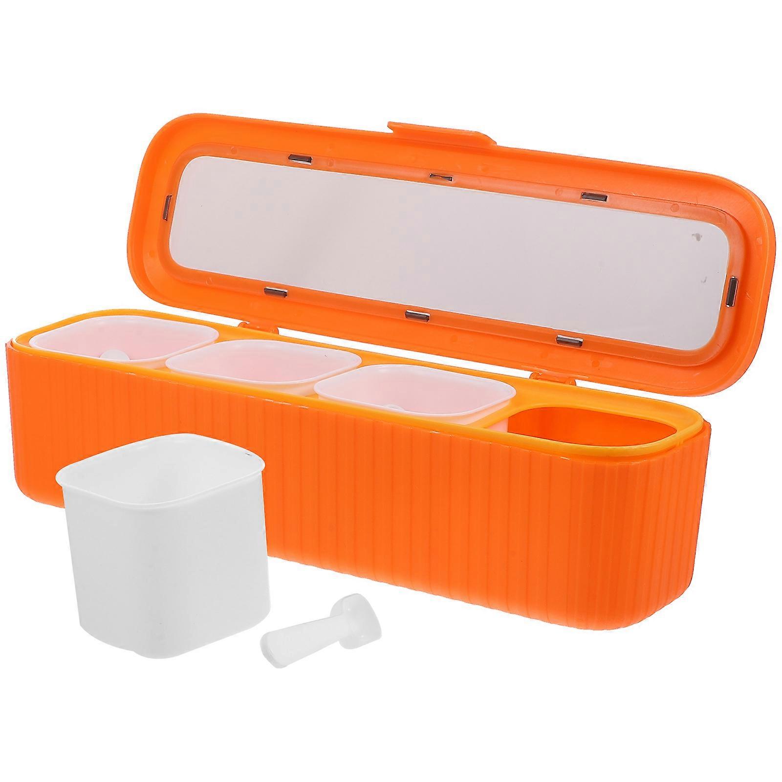Condiment Container Kitchen Seasoning Box with Spoon 3Pcs