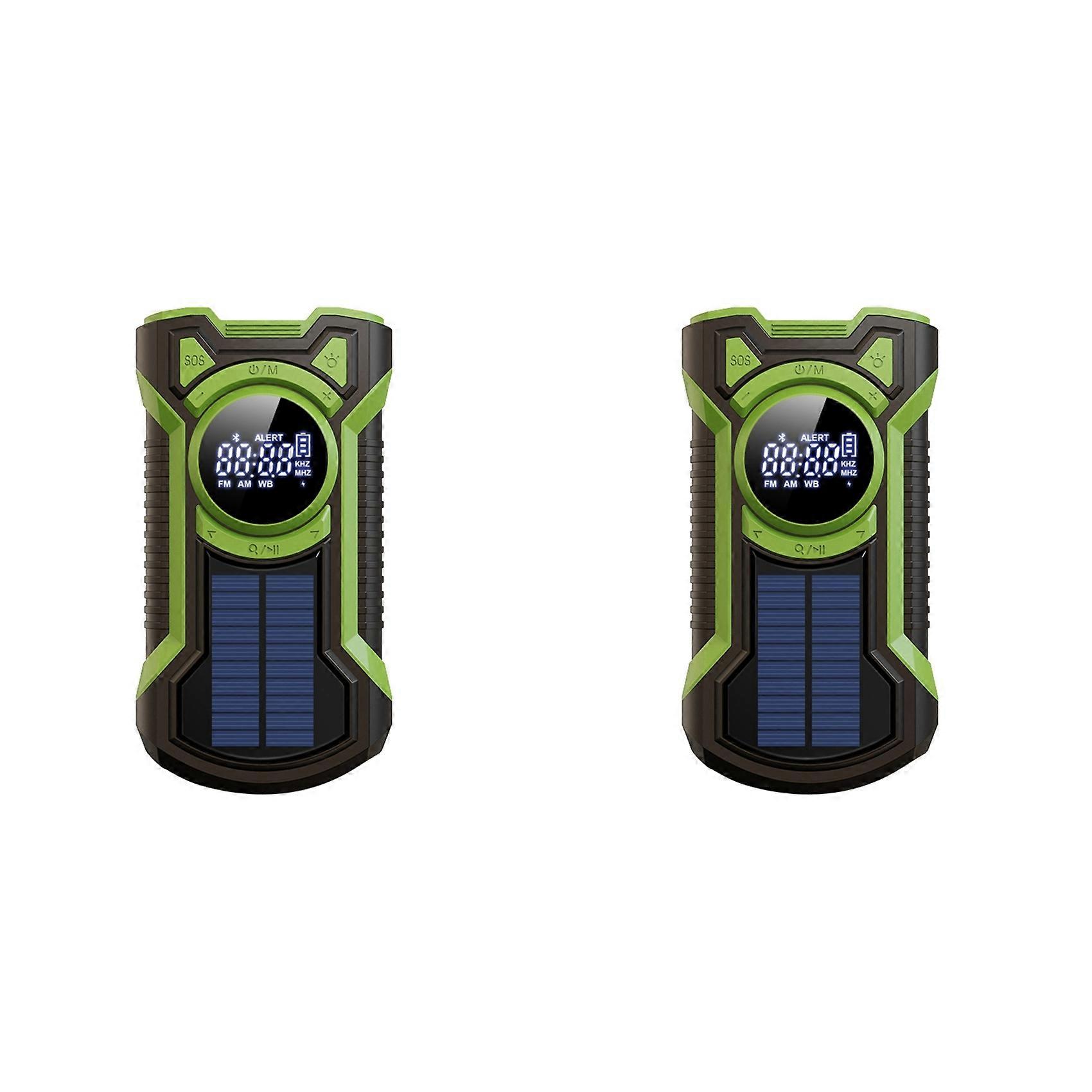 2X Hand Crank Solar Radio Portable AM/FM/NOAA Weather Radio with LED Flashlight Bluetooth 5.0 Speaker Emergency Radio-C