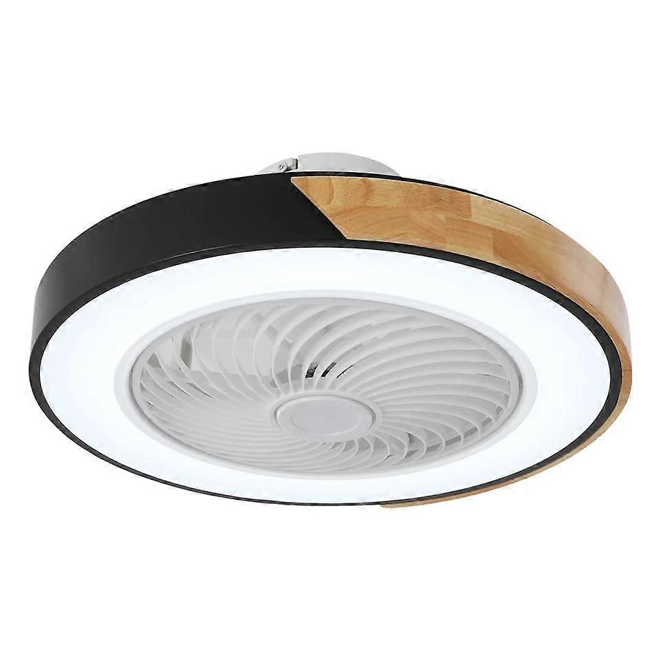 Modern Ceiling Fan with Light and Remote, Black LED Flush Mount, Dimmable for Bedroom