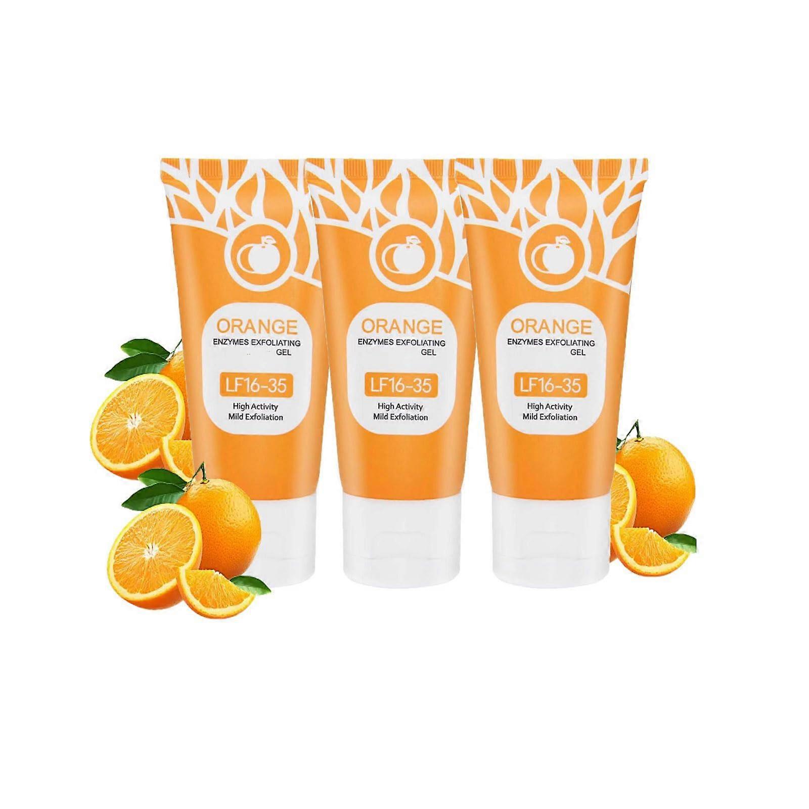 Orange Exfoliating Gel with Vitamin C for Face and Body, Deep Pore Cleansing and Gentle Skin Scrub, 3 PCS