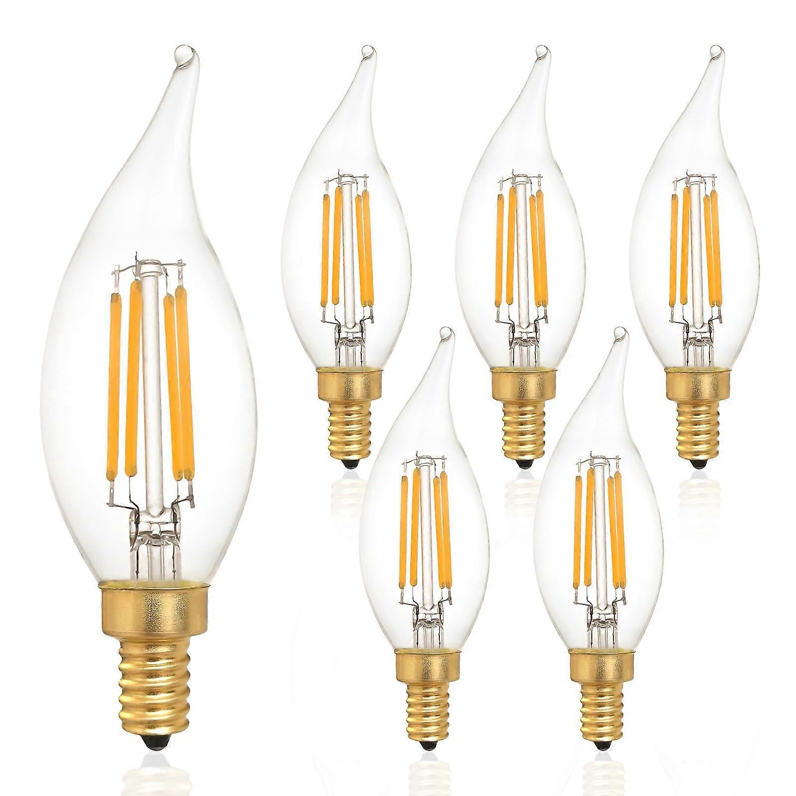 LED Chandelier Bulbs E12 Candelabra Base Dimmable 40W Equivalent 3000K Soft White Flame Tip 6 Pack