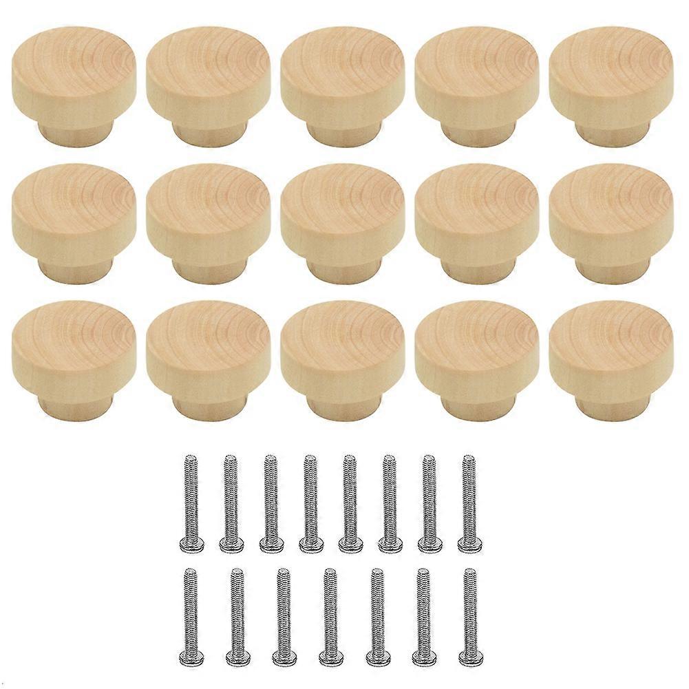 15Pcs Wooden Drawer Knobs, Furniture Knobs, Wooden Cupboard Knobs for Cabinets and Drawers, Round Wooden Knobs