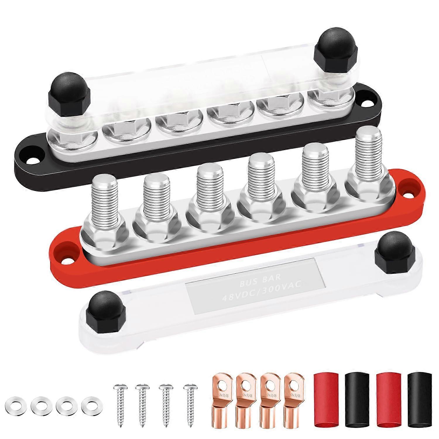 350A Marine Battery Bus Bar 12V Power Distribution Block with Positive and Negative Terminals