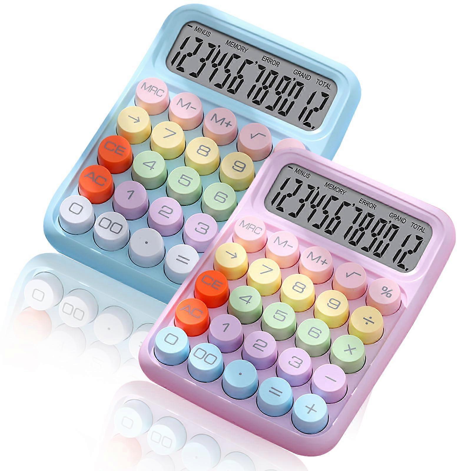 Desktop Calculator 12 Digit Large Angled Display Big Button Office Desk Calculator Blue and Purple