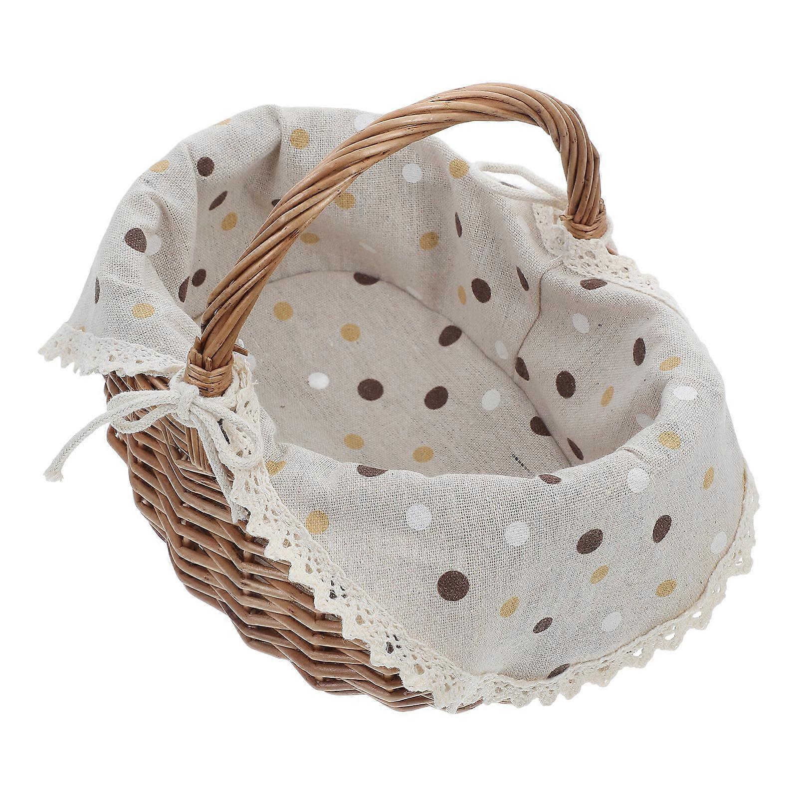Rustic Picnic Basket with Handle Hand Woven for Outdoors