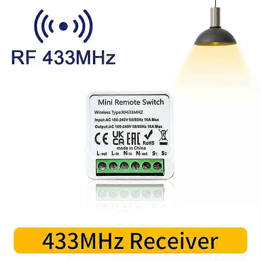 RF 433MHz Wireless Light Switch 16A Relay Receiver 2-Way Control Mini Round Button Panel Switch Remote Control Home LED Lamp