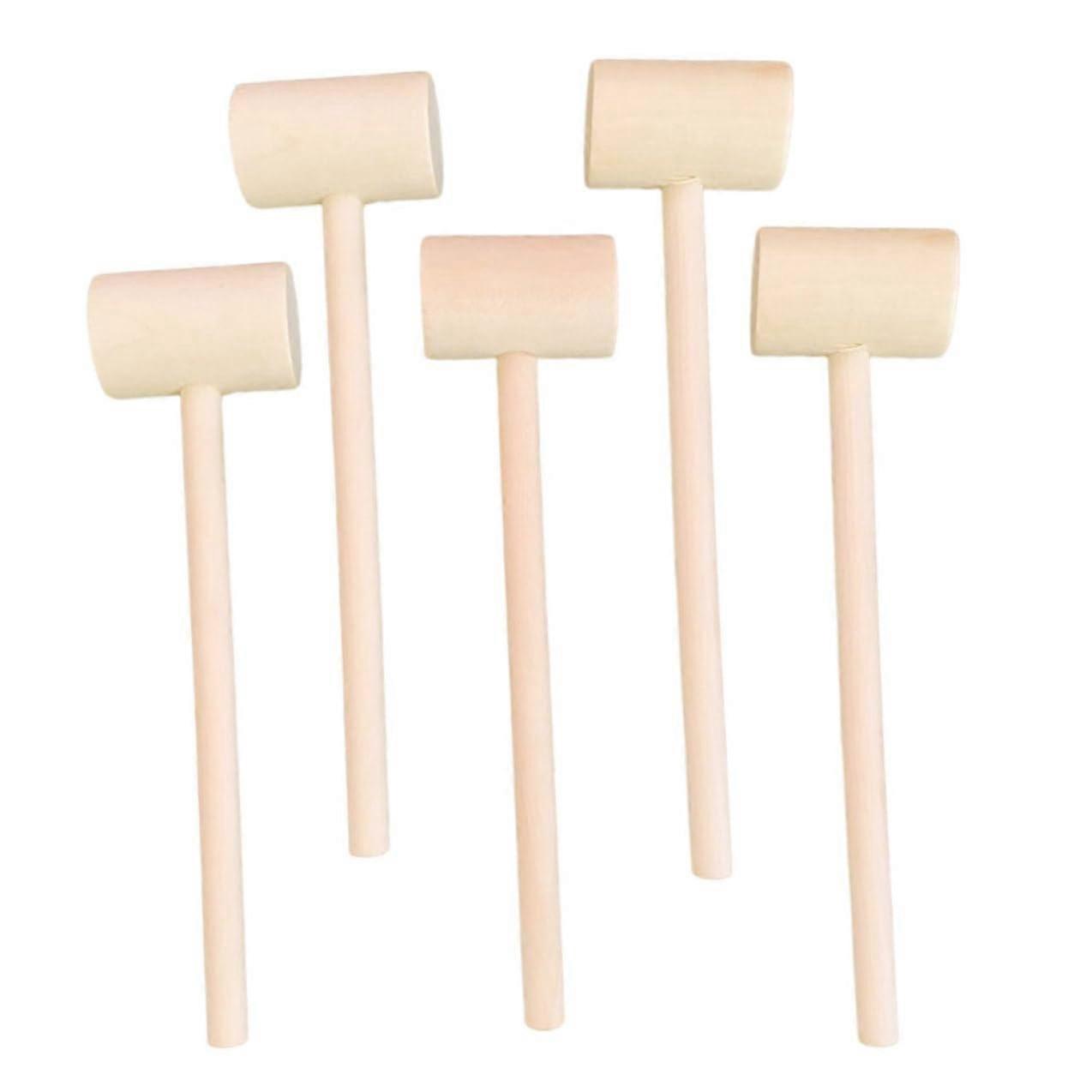 Crab Mallet Set of 5 Wooden Seafood Hammers for Shellfish and Lobster Cracking Durable Grip
