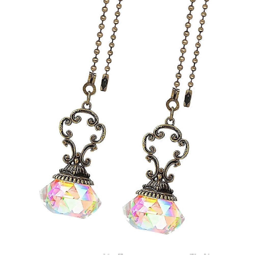 Transparent Crystal Ball Ceiling Fan Pull Chain Light Pendant 6Pcs