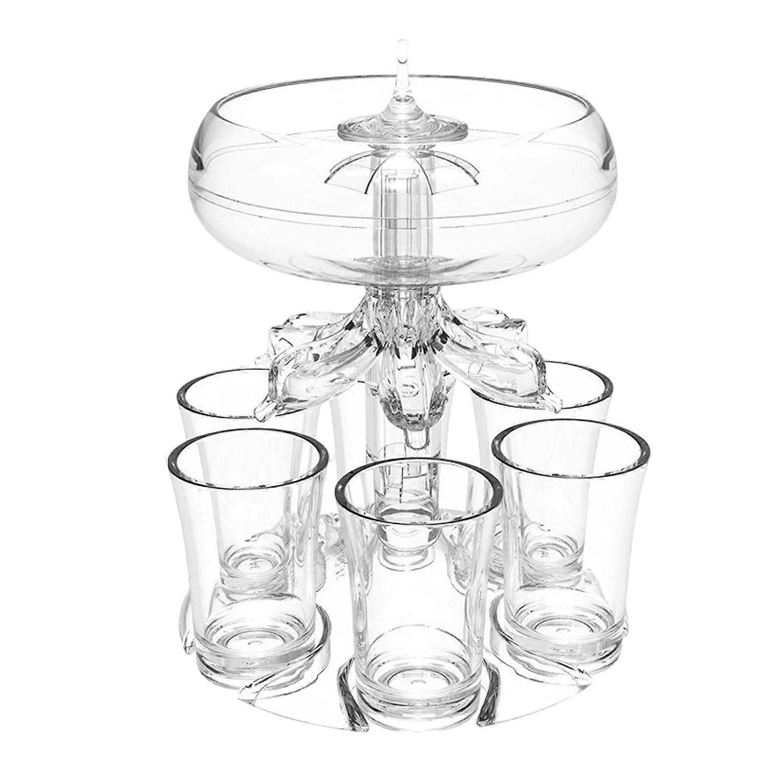 Wine Glass Dispenser with Stand, SixGlass Simultaneous Pour, Transparent Design for Home Bar Parties