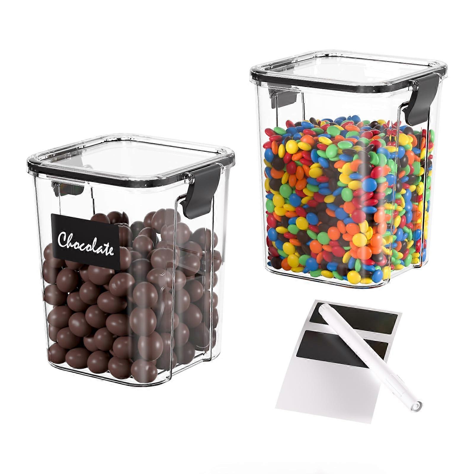 Small Airtight Food Storage Containers with Lids, Clear 1L Stackable Plastic Pantry Canister Set