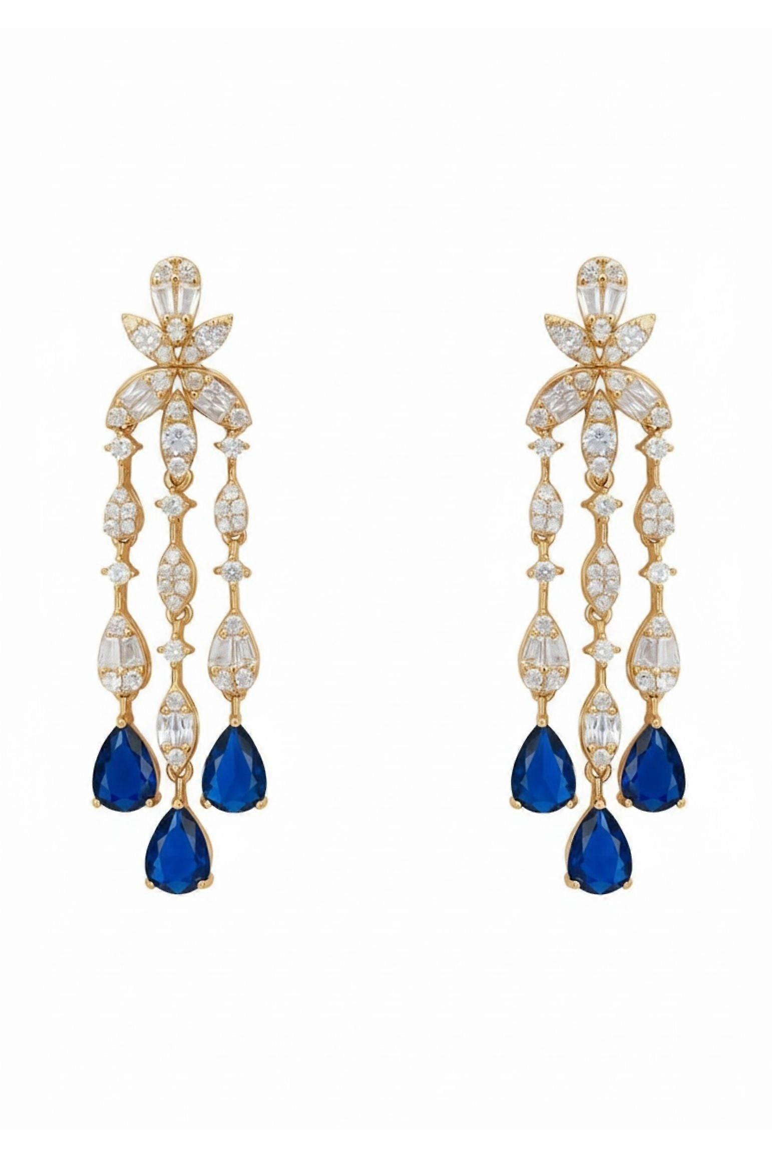 Duchess Sapphire Drop Earrings Gold