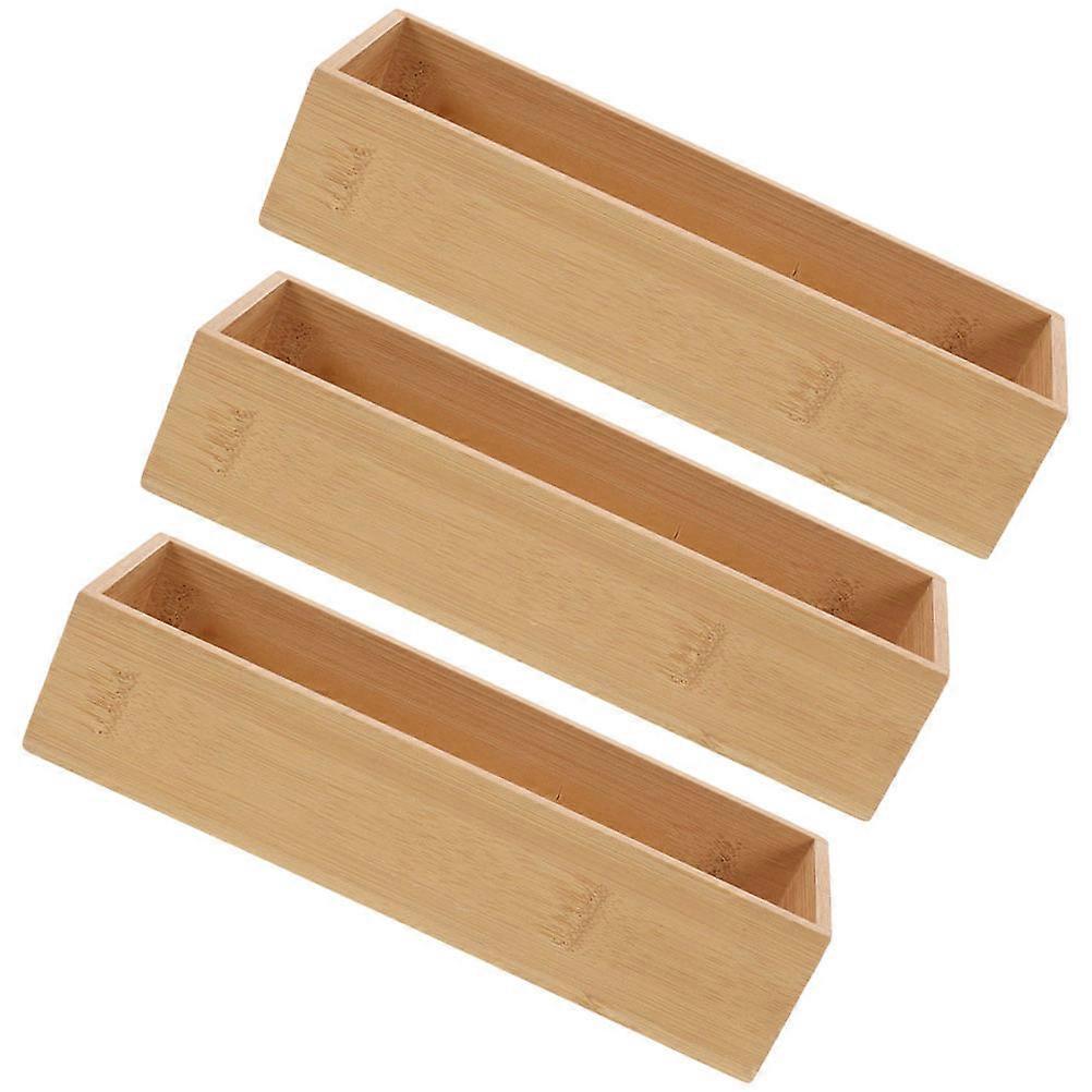 Bamboo Drawer Organizer 3Pcs for Storage with Stackable Kitchen Utensil Boxes